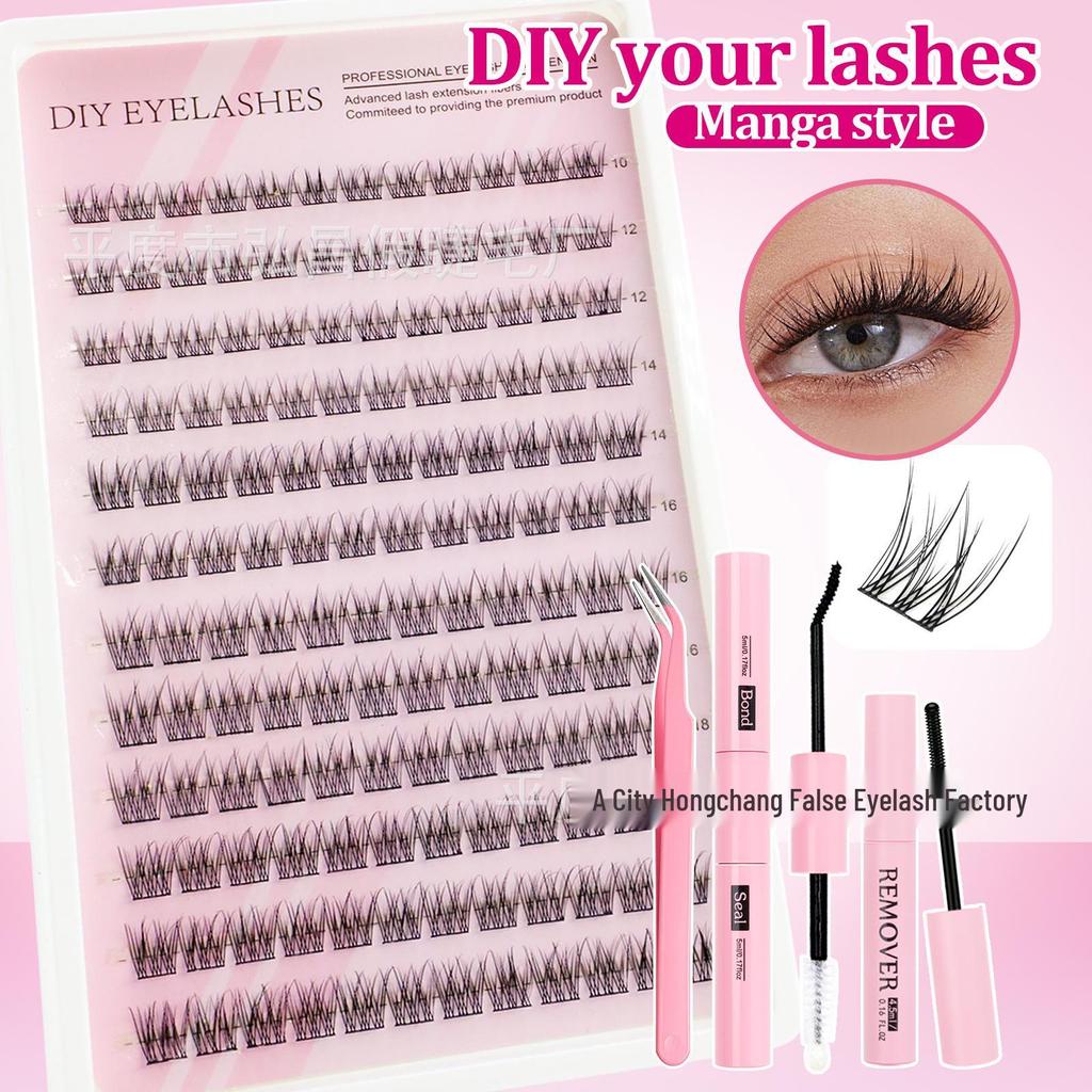 DIY Cluster False Eyelashes Set - Fish Tail Tri-Cluster Self-Grafting Lashes