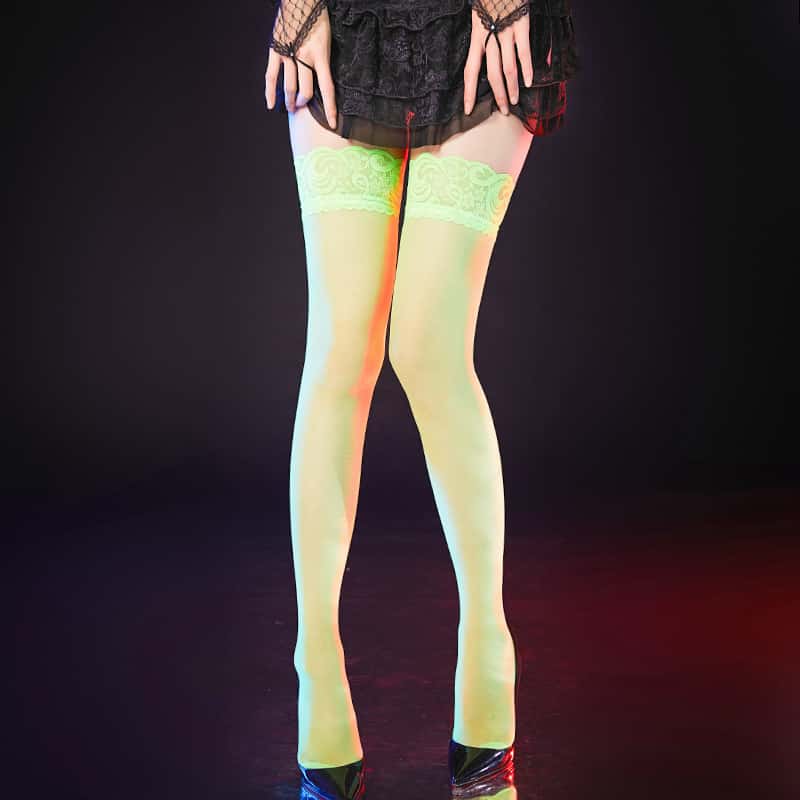 Women Thigh High Lace Floral Sheer Ultra Thin Stockings Cosplay Lolita Large Plus Size Gothic Girls JK Lace Over Knee High Socks for Curvy Woman 3XXXL