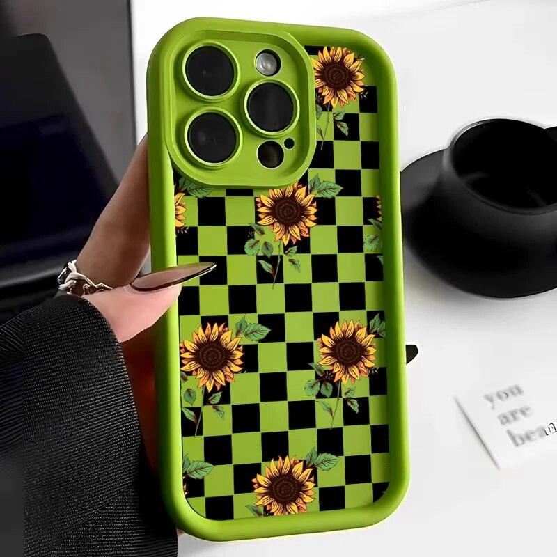 Daisy Flower Phone Case For iPhone 11 Case iPhone 15 14 Pro 13 12 Pro Max XR X XS Max 7 8 15 Plus SE 2020 Soft Candy Color Cover