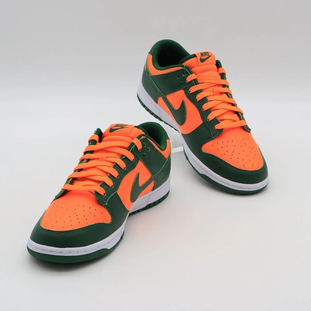 DD1391-300 Nike Dunk Low Miami Hurricanes Gorge Green Total Orange (Men's)