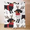 Christmas Dachshund Delight Blanket - Festive Reindeer-Dog Design | Soft Comfortable New Year Home Decor & Gift