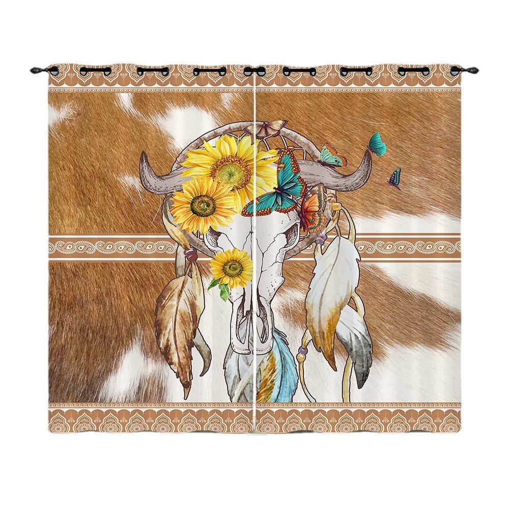 Curtains Animal Fur Cow Texture Curtains Bedroom Living Room Blackout Curtain Perforated