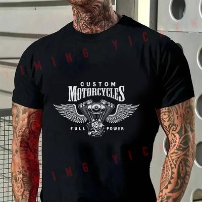 Motorcycles Engine Chopper Biker Bobber Motard Men T-Shirt Moto Cotton O-neck Short Sleeve Hi