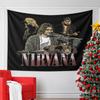 Grunge-style Portrait of a Musician with Multiple Overlays and Guitar. Patterned Tapestry for Bedroom and Living Room Home Decor