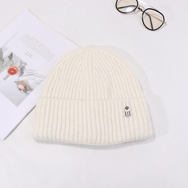 

Теплая шапочка из мелкой шерсти, защищающая лицо, студенческая универсальная вязаная шапка с защитой ушей, в корейском стиле, для холодной погоды, тренд для мужчин M（56-58cm）