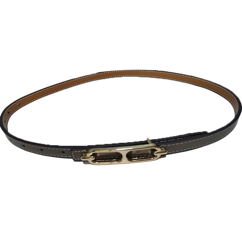 Echtes Leder Damen Schmal Europäisch Amerikanisch Mode Gürtel mit Dekorativem Legierungs Schnalle