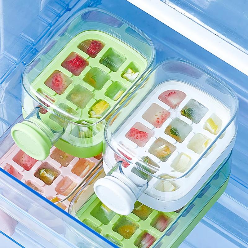 1Pcs Large Capacity Ice Cube Maker Water Bottle Silicone Tray 500/800Ml With Straw For Juice Cooling Stackable Ice Making Design