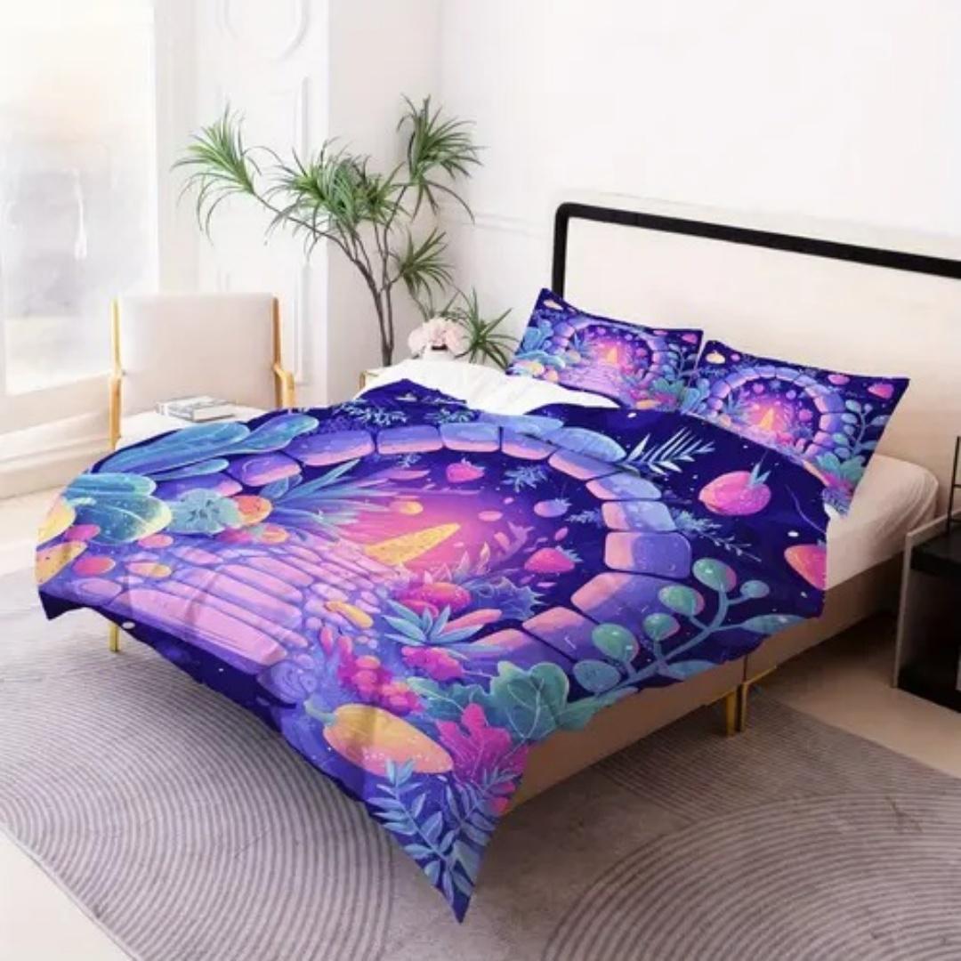 

Purple Fantasy Forest Soft Duvet Cover Set King-Sized Dimensionsd Dimensions Digital Printing Four Seasons Beding Soft Skin-friendly Rom Decoration 3 120*200cm Single