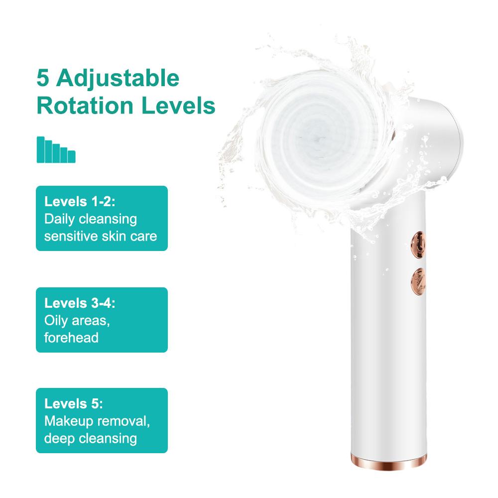 4 IN 1 Facial Cleansing Brush Electric Face Wash Brush Waterproof Portable Face Scrubber for Exfoliating Blackhead Massage Tool