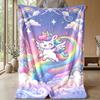Unicorn Rainbow Fantasy Theme Blanket Lightweight Warm Flannel Blanket Decorative Throw Blanket for Home Decoration