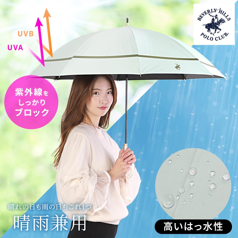 Ogawa Rain or UV Protection Light Heat Water BHPC Manual 71182 Women's Parasol, Shine, 99.9% & Blocking, Shielding, Repellent, White, Opening,