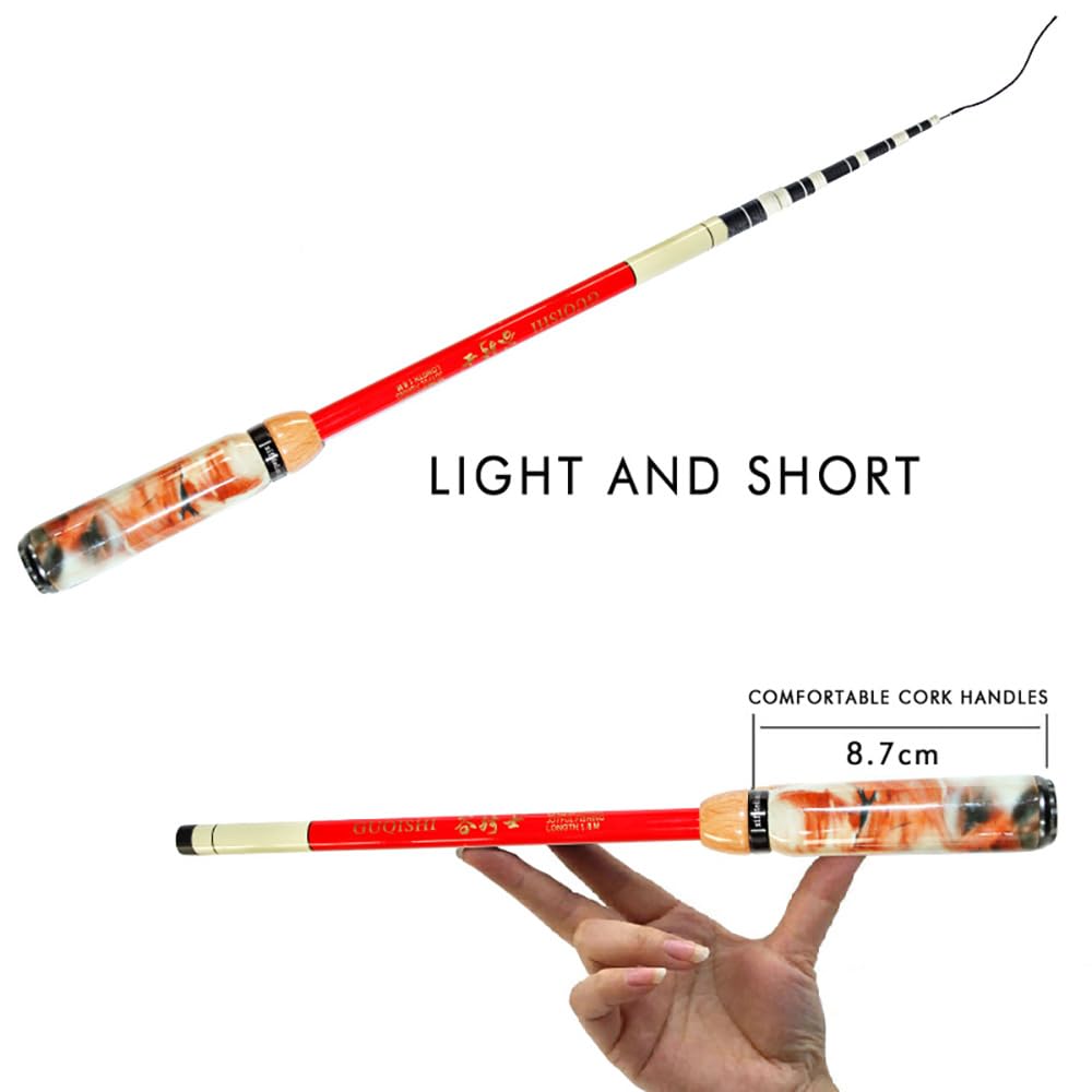 KHEALING Telescopic Fishing Rod, Lightweight, Ultra-lightweight, All-purpose Rod for Small Fish, Novel Minimum, Total Length 1.2m/1.5m/1.7m/2.1m, Fish