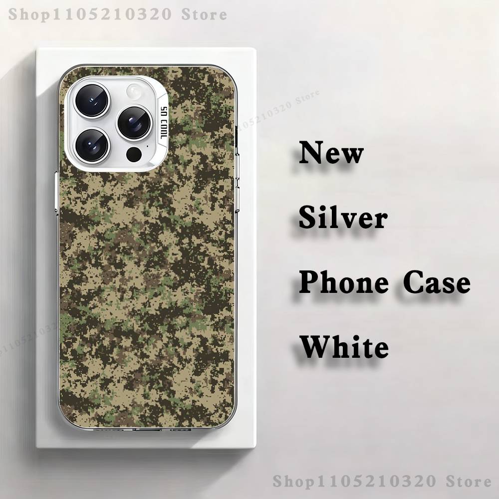 

Military Pattern Camouflage Phone Case For iPhone 17,16,15,14,13,12,11,Mini,Pro,E,MAX White Matte Silicone Whtie Cover iPhone17pro