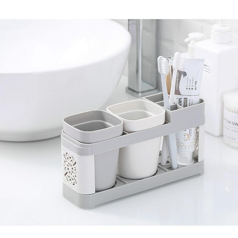 Bathroom Toothbrush Racks Free Punching Brush Set Tooth Cup Holder Teeth Vertical Cup Holder