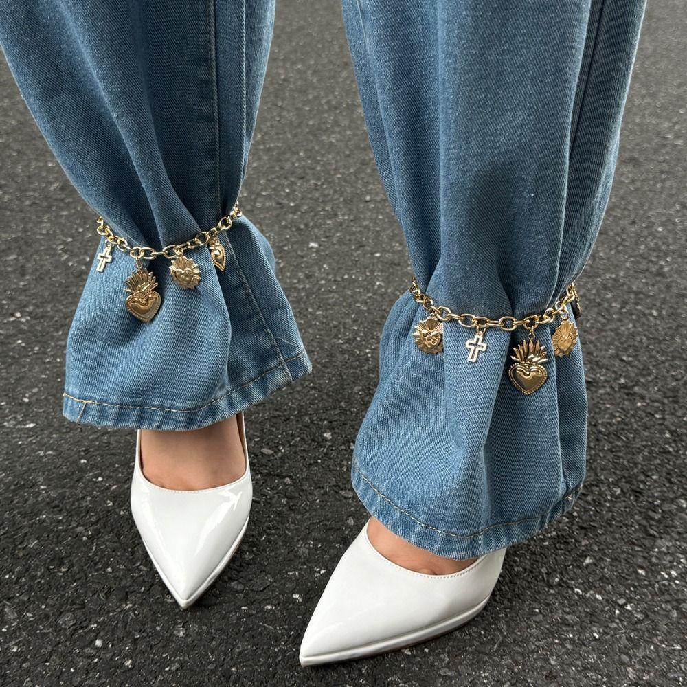 Tassel Jeans Brooch Detachable Cross Pendant Jeans Chain Clothing Accessories
