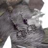 Gothic Retro Sliver Color Amethyst Bead Mushroom Vine Geometry Large Circle Pendant Dangle Earrings for Women Heathen Jewelry