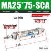 Mini Stainless Steel Pneumatic Cylinder MA Series (16-40mm Bore, 50-200mm Stroke)