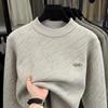 Men's Autumn/Winter Jacquard Knitted Sweater - Thick Semi-High Neck for Casual Warmth