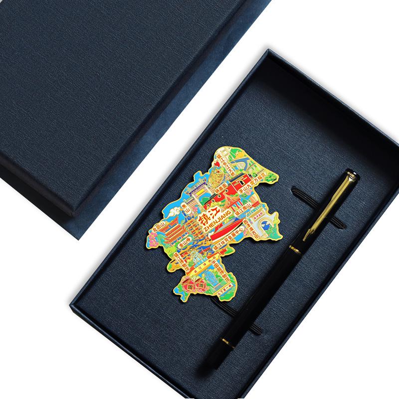 Zhenjiang Travel Souvenir Set: Metal Fridge Magnet, Maoshan Pot Lid Noodles, Jinshan Temple USB Drive, Vinegar Museum Keepsake