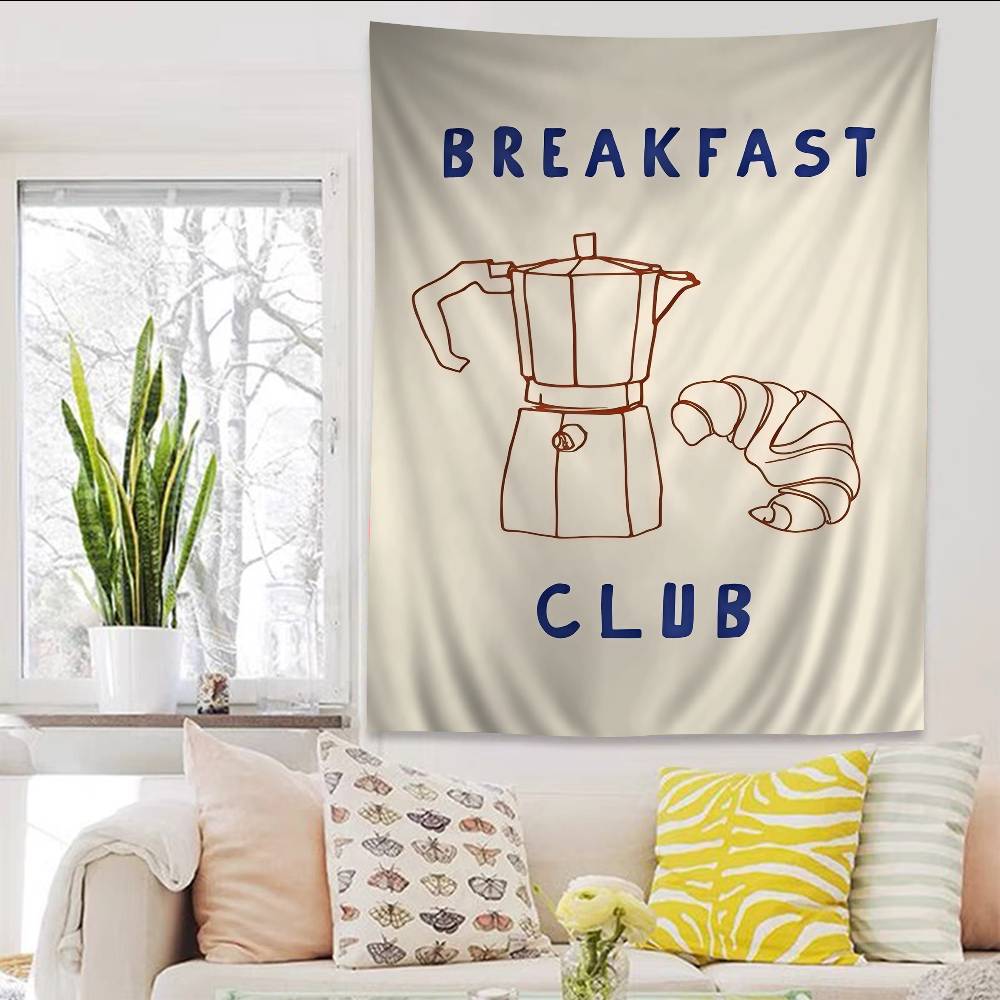 Fashion Coffee Line Anime Tapestry Hippie Flower Wall Carpets Dorm Decor Wall Hanging Home Decor