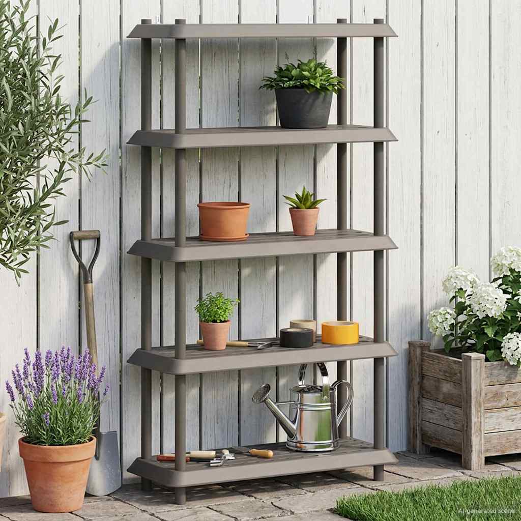 5 Tier Shelving Unit 100 x 40 x 177 cm PP Light Grey