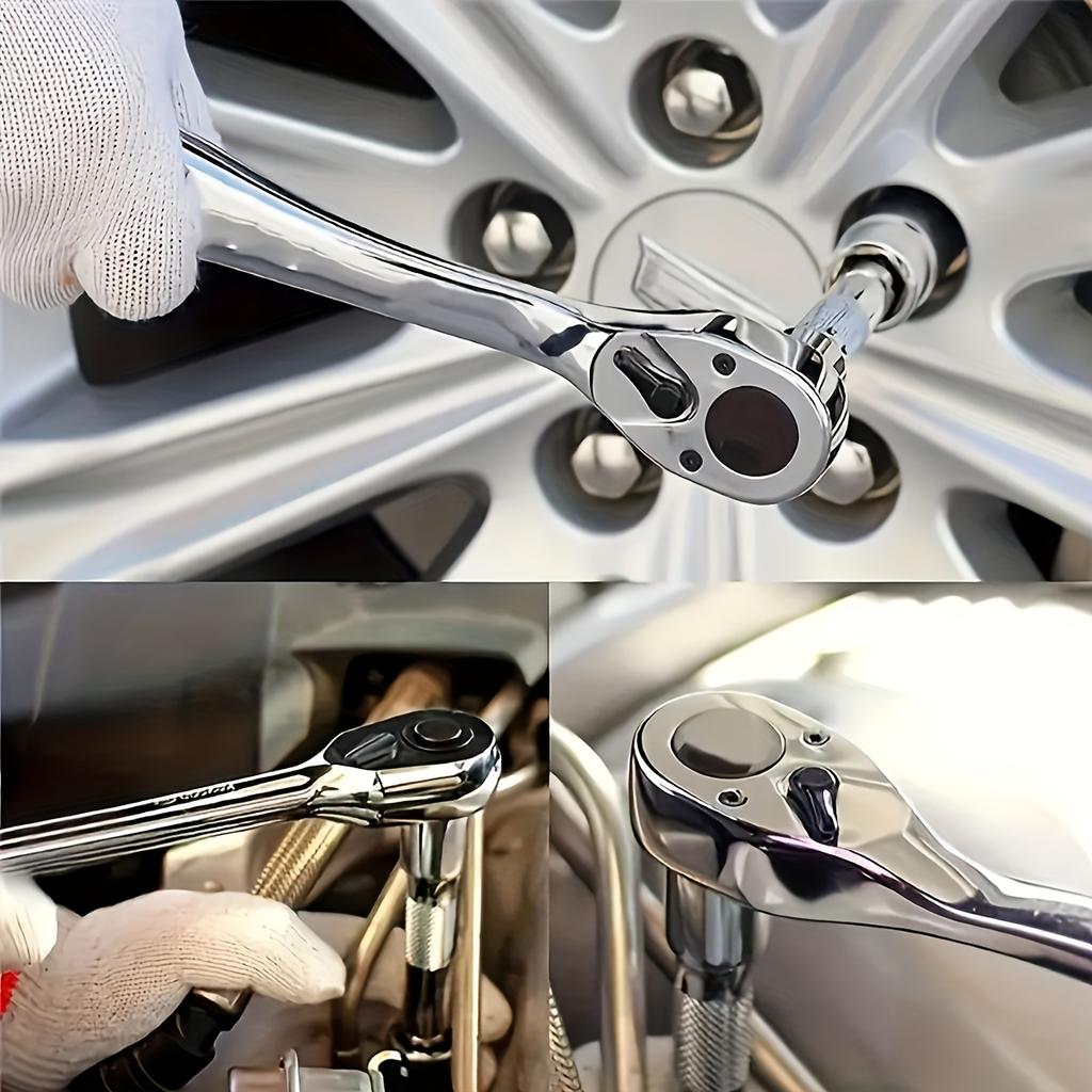 28 Piece Ratchet Socket Wrench Set CR-V Metric Socket with Quick Release Ratchet Wrench for Automotive Maintenance Use