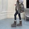 Thickened Warm Gray Snow Boots Women's 2025 Winter New Thick-soled Heightening Piled Thickened Long-tube Snow Cotton Shoes