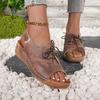 Fashion Summer Platform Retro Sandals Indoor Outdoor Slippers Strap Wedge Peep Toe Elegant Soft Heeled Slides Sandalias De Mujer