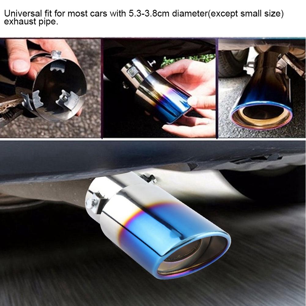 Blue Stainless Steel Car Straight Exhaust Pipe Rr Muffler Tip Tail Throat