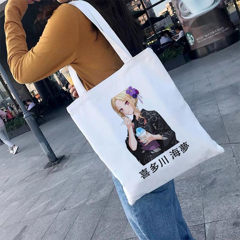 Marin Japan Anime My Dress-Up Darling Manga Reusable Shopping Bag Women Canvas Tote Bags Printing Eco Bag Shopper Shoulder Bags