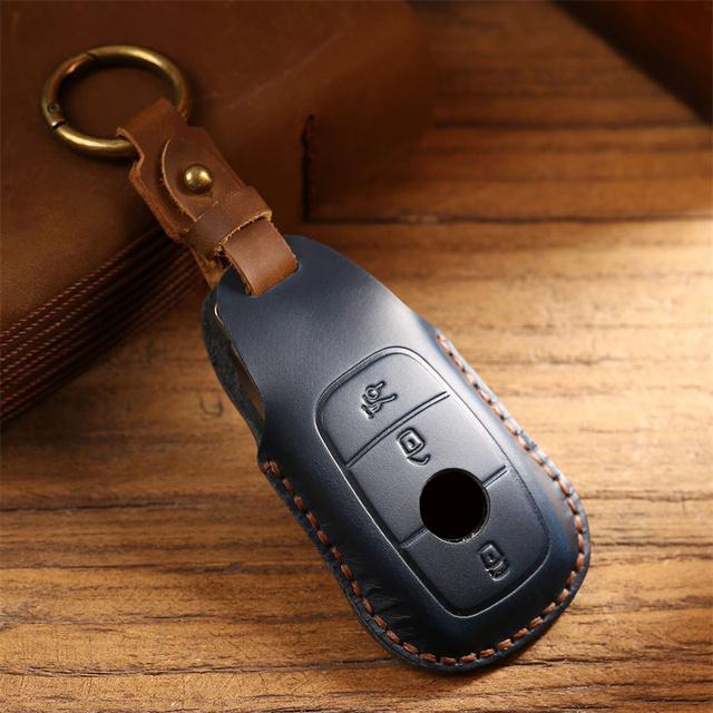 Leather Car Smart Key Case Cover Shell for Mercedes Benz A C E S Class GLS GLA GLC CLS W205 W222 W213 W177 X167 Accessories