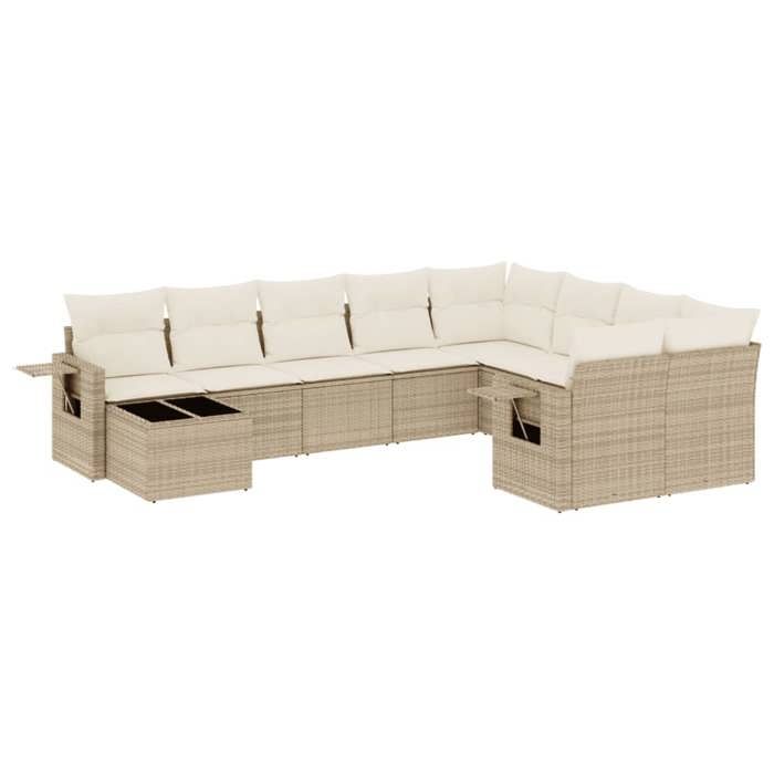 VidaXL Garden Lounge Set with Cushions 10 Pcs, Patio Sofas, Patio Furniture Set, Outdoor Furniture, Beige 3220657