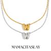 MamacitaSlay 316L Stainless Steel Letter Pendant Necklace Waterproof 18K Gold Plated Neck Jewelry Women's Minimalist Necklace