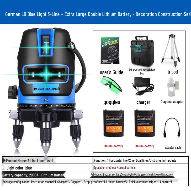 Outdoor High-Precision Infrared and Blue Laser Level - 2, 3, 5 Lines