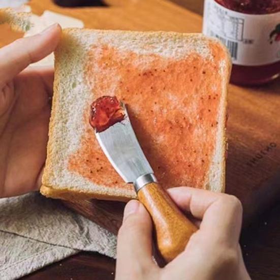 Upright Butter Knife with Solid Wood Handle Stainless Steel Cheese Spreader for Toast Jam Non-Slip Peanut Butter Smearing Tool