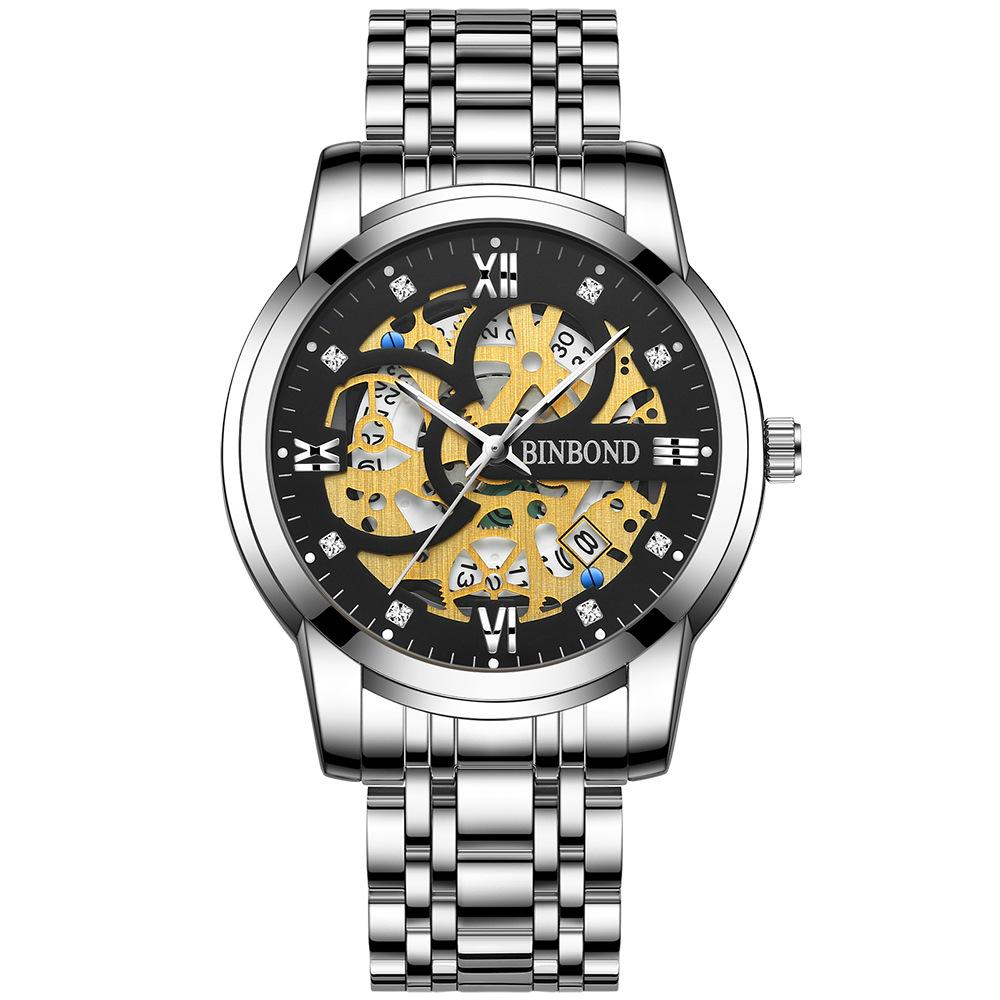 2025 new fully automatic non-mechanical watch men's waterproof calendar luminous tourbillon trend men's hollow design