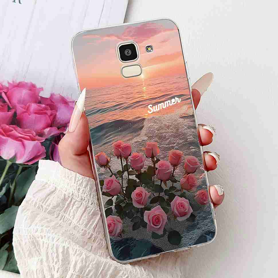 For Samsung Galaxy J6 2018 SM-J600F Case Fashion Girl New Flowers Soft Silicone TPU Cover For Samsung j6 J6 2018 Phone Shell