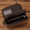Brand Designer Retro Real Leather Wallet Male Business Casual With Double Zipper Cow Skin Crazy Horse Wallet With Wristlet