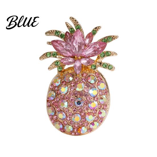 Tropical Fruit Pin Women Brooch Dazzling Rhinestones Inlaid 3D Pineapple