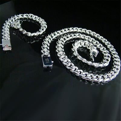 925 Sterling Silber 10 mm massive schwere Kette Armband Halskette Schmuckset für Männer 20/22/24 Zoll Mode Hochzeit Urlaub Geschenk