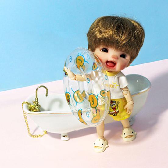 2Pcs Dollhouse Swim Ring Realistic Good Sealing PVC Cute Mini Doll Swimming Ring Miniature Ornament for Gift