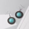 Turquoise Retro Round Earrings with Hooks for a Fashionable Look