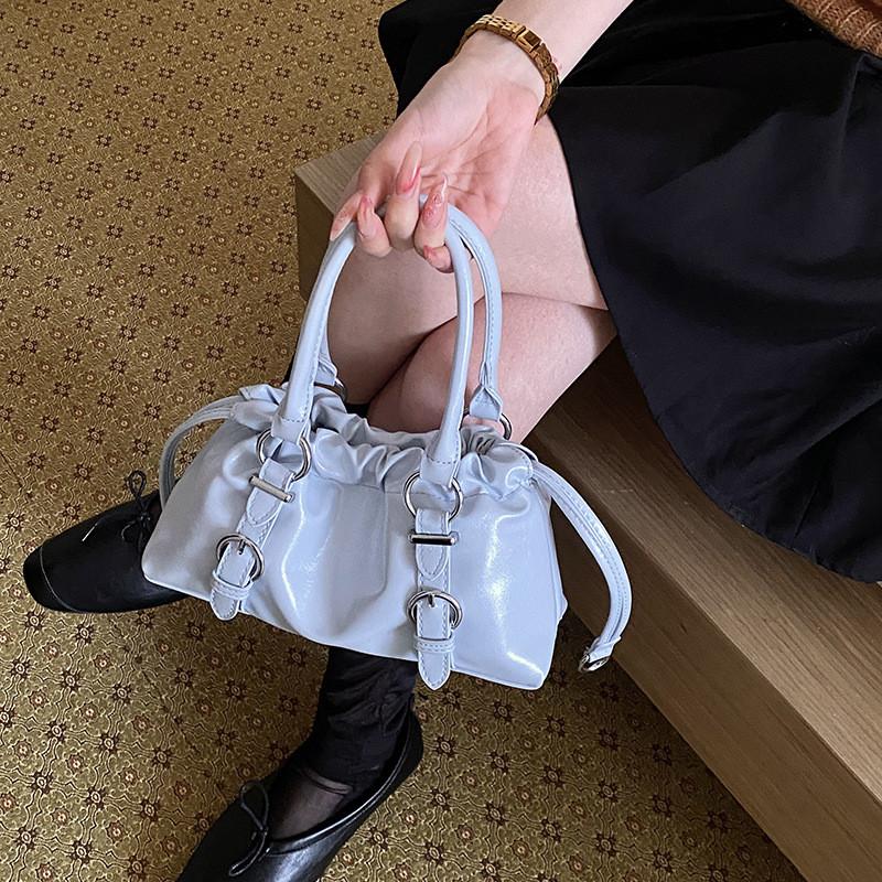IELGY Soft Leather Pleated Portable Cloud Bag Shoulder Crossbody Female Bag