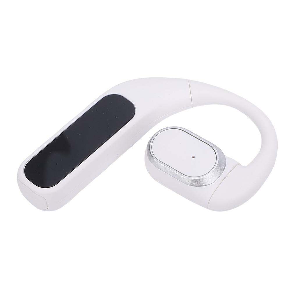 Wireless Bluetooth Earphone Digital Display Water Proof Over Ear Bud with Ear Hook for Mobile Phones White