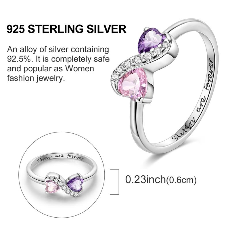 Original 925 Sterling Silver Forever Sister Heart Ring For Women Girls Jewelry Birthday Anniversary Gifts