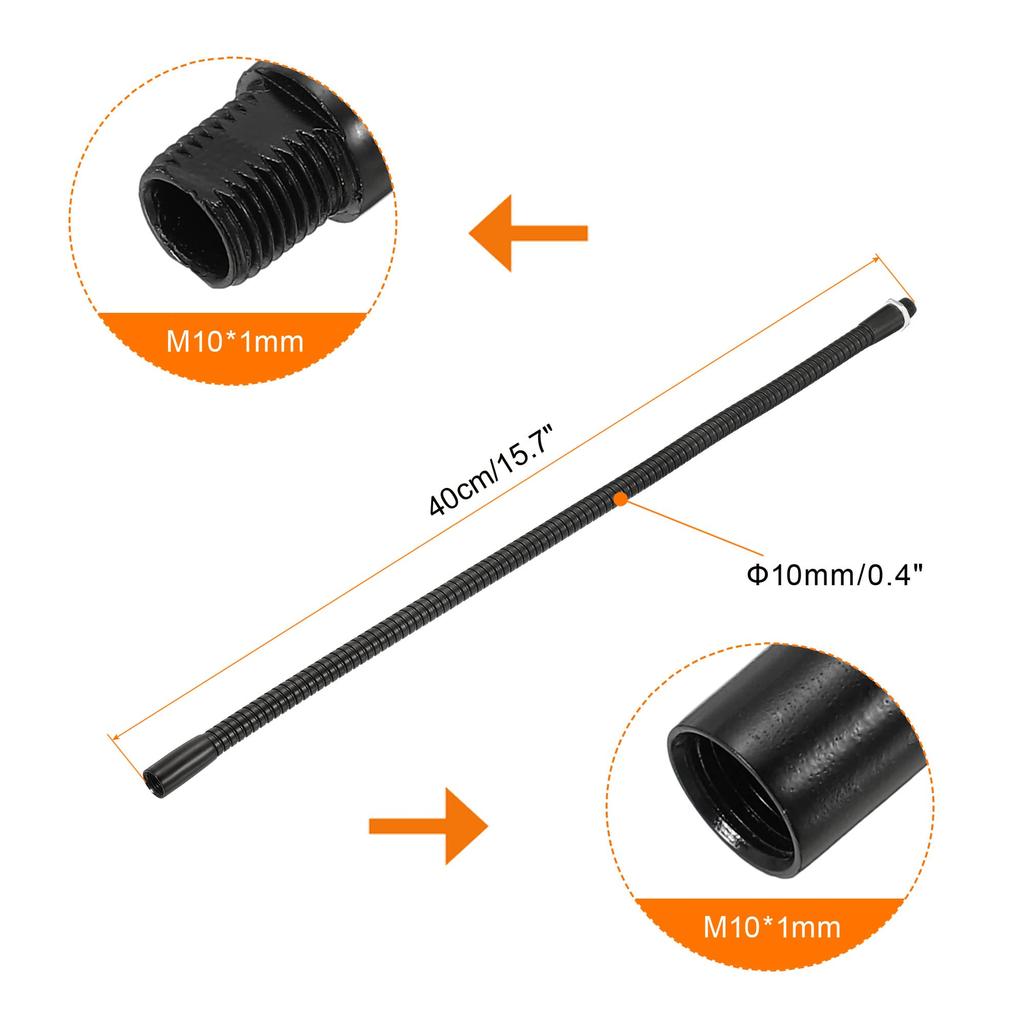 PATIKIL 40cm Mikrofon M10 Metall Universell Flexibler Schwanenhals Schlauch Multifunktional DIY Schwarzer Schwanenhals, Gewinde, Schlauch, Arm, Verlängerung, Verwendung,