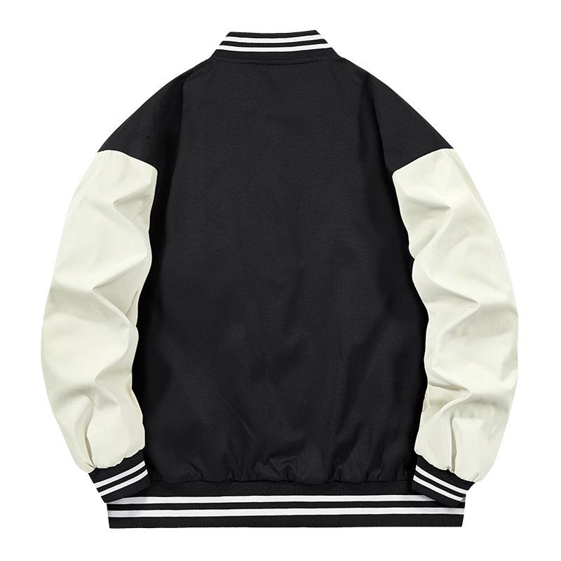 Herren Frühjahrs-/Herbst-Baseballjacke mit Frottee-Stickerei - Amerikanischer High-Street-Stil, Große Größen, Trendy.