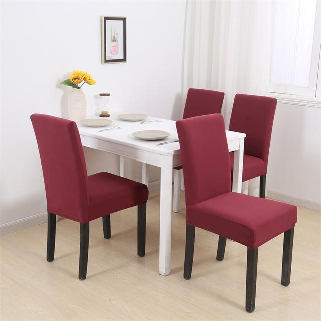 1 /2 /4 /6pcs Solid Color Chair Cover Elastic Slipcovers Chair Covers For Kitchen Dining Room Wedding Banquet Home Spandex Stretch