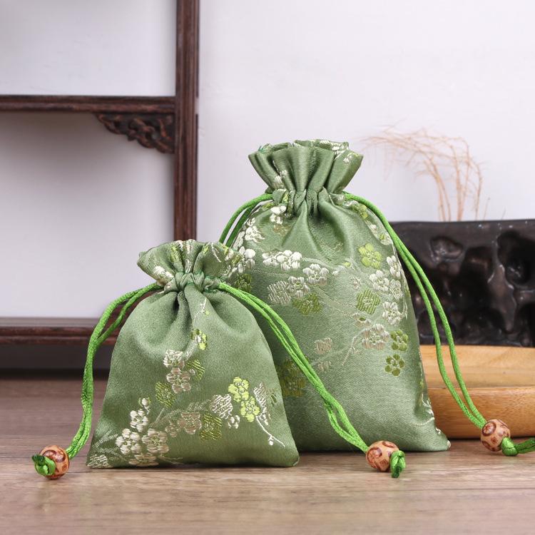 

Chinese Ethnic Brocade Drawstring Bag for Jewelry, Gifts, Wedding Candy, Beads, Bracelets, and Sachets 8*10 cm