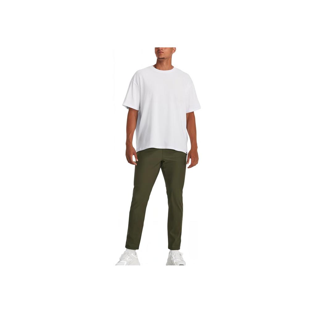 Under Armour Camiseta de Manga Corta Oversized de Peso Pesado Ua para Hombre, Tops de Color Sólido con Cuello Redondo, Blanco 1384037-100